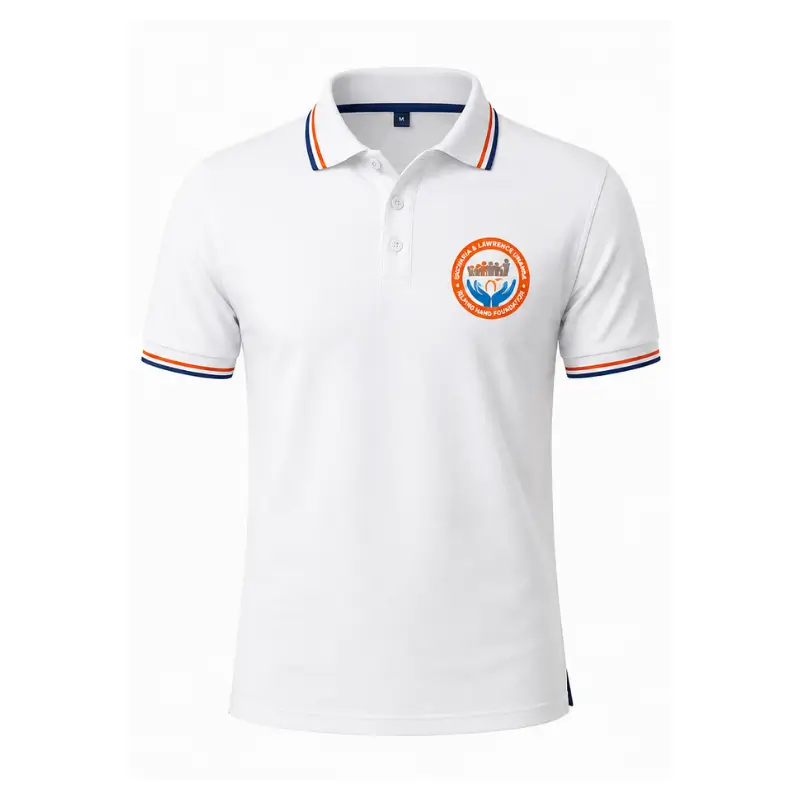 Foundation Branded Polo — White & Navy